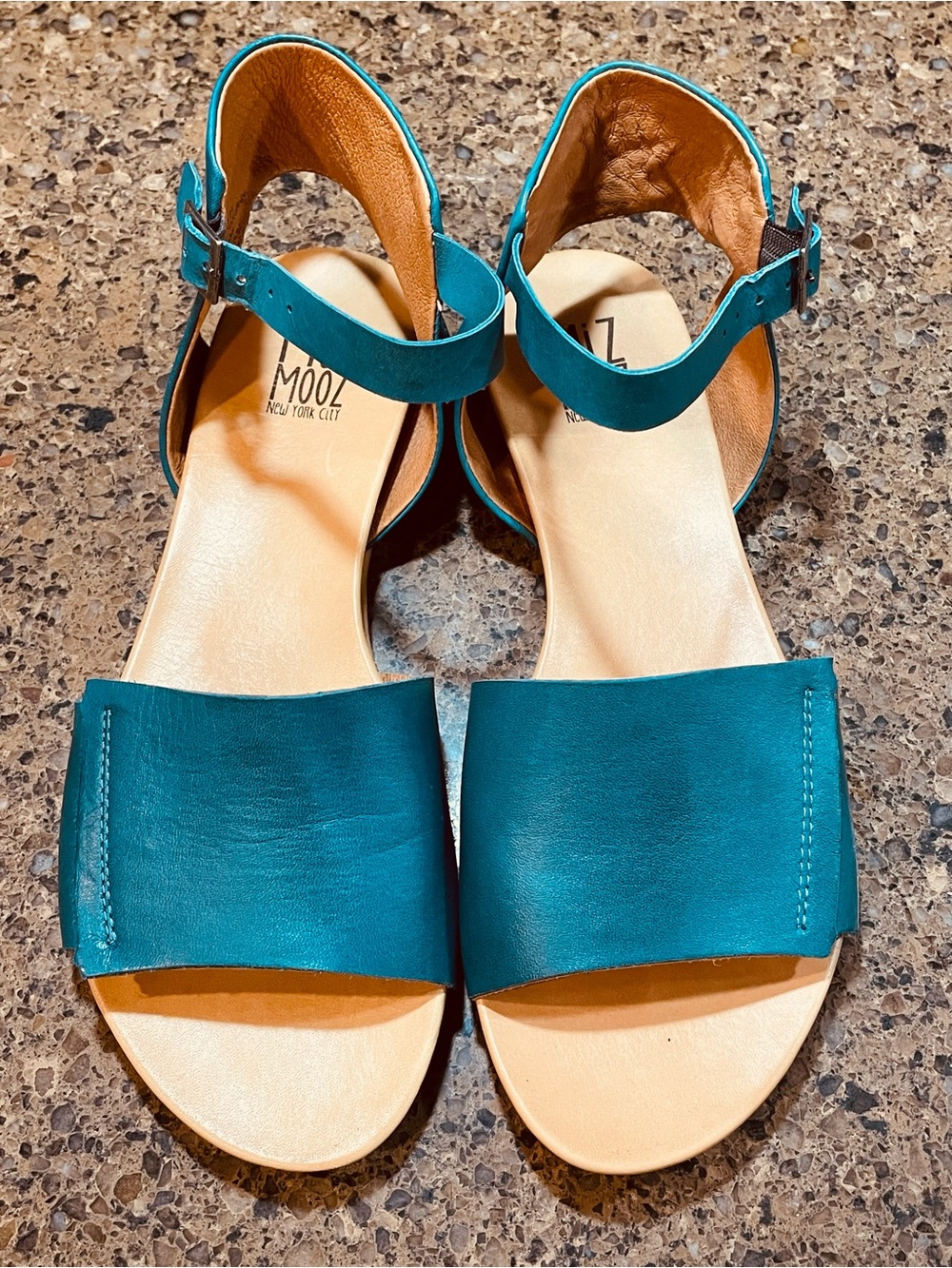 Boho Summer Fall Antony Flat Miz Mooz Leather Marine Teal Gladiator Sandal Sz 9 - Picture 6 of 10